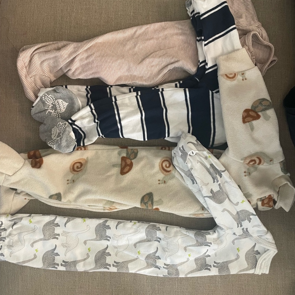 3 Footies and a gown